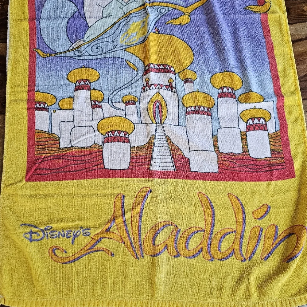 VTG 90’s Franco Disney Original Aladdin Jasmine Genie Movie Beach Towel 55”x30